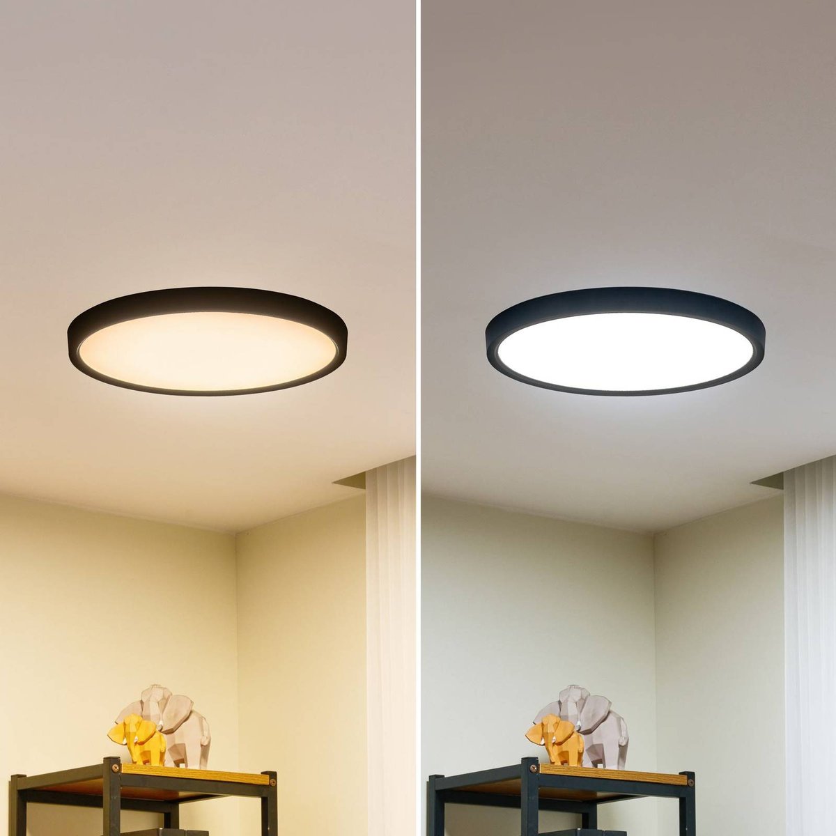Plafonnier  moderneLED, Pravin noir mat, blanc, LINDBY