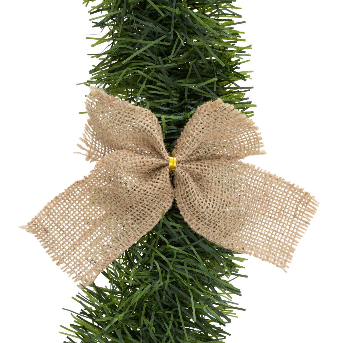 Guirlande de Noël boa vert nœuds en jute 100x4x2.7m vert, ATMOSPHERA