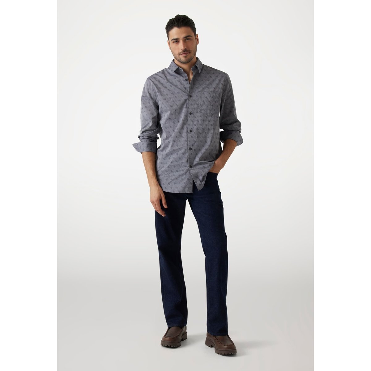 Chemise Jacquard 4G blau multi, GUESS