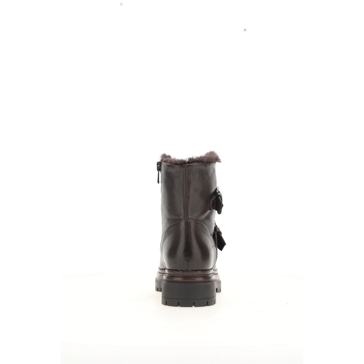 Boots en cuir fourrées marron foncé, MJUS