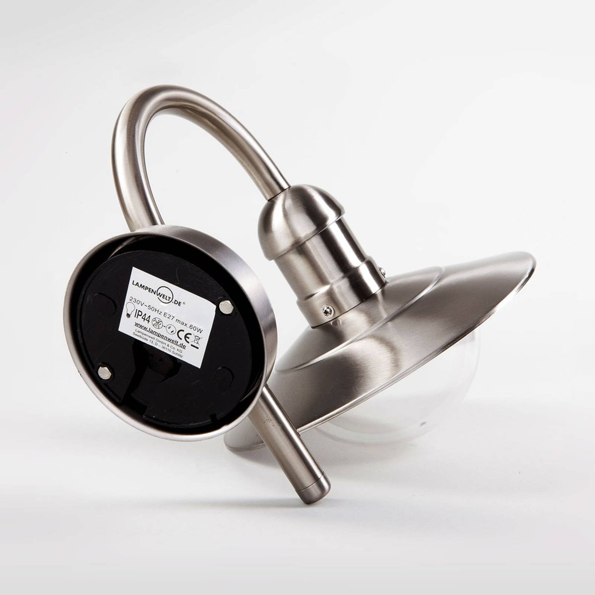 Applique extérieure en inox moderne, Damion acier inoxydable, transparent, LINDBY