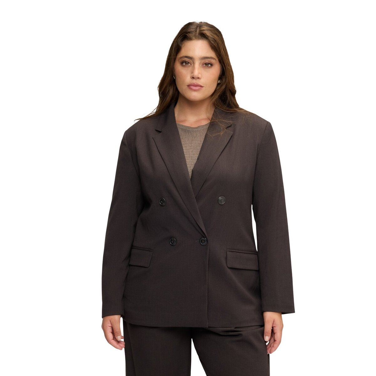 Blazer croisée structurée marron, FIORELLA RUBINO
