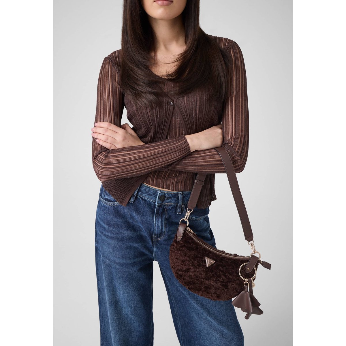Sac À Épaule Katie marron, GUESS
