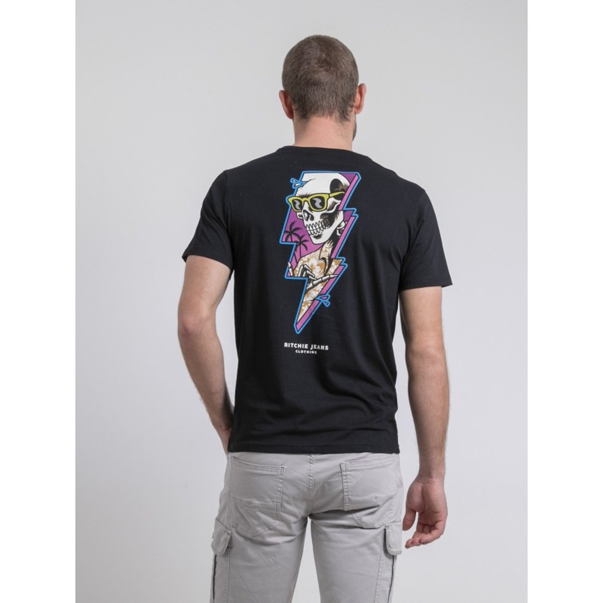 T-shirt Col Rond Pur Coton Nikiskull noir, RITCHIE