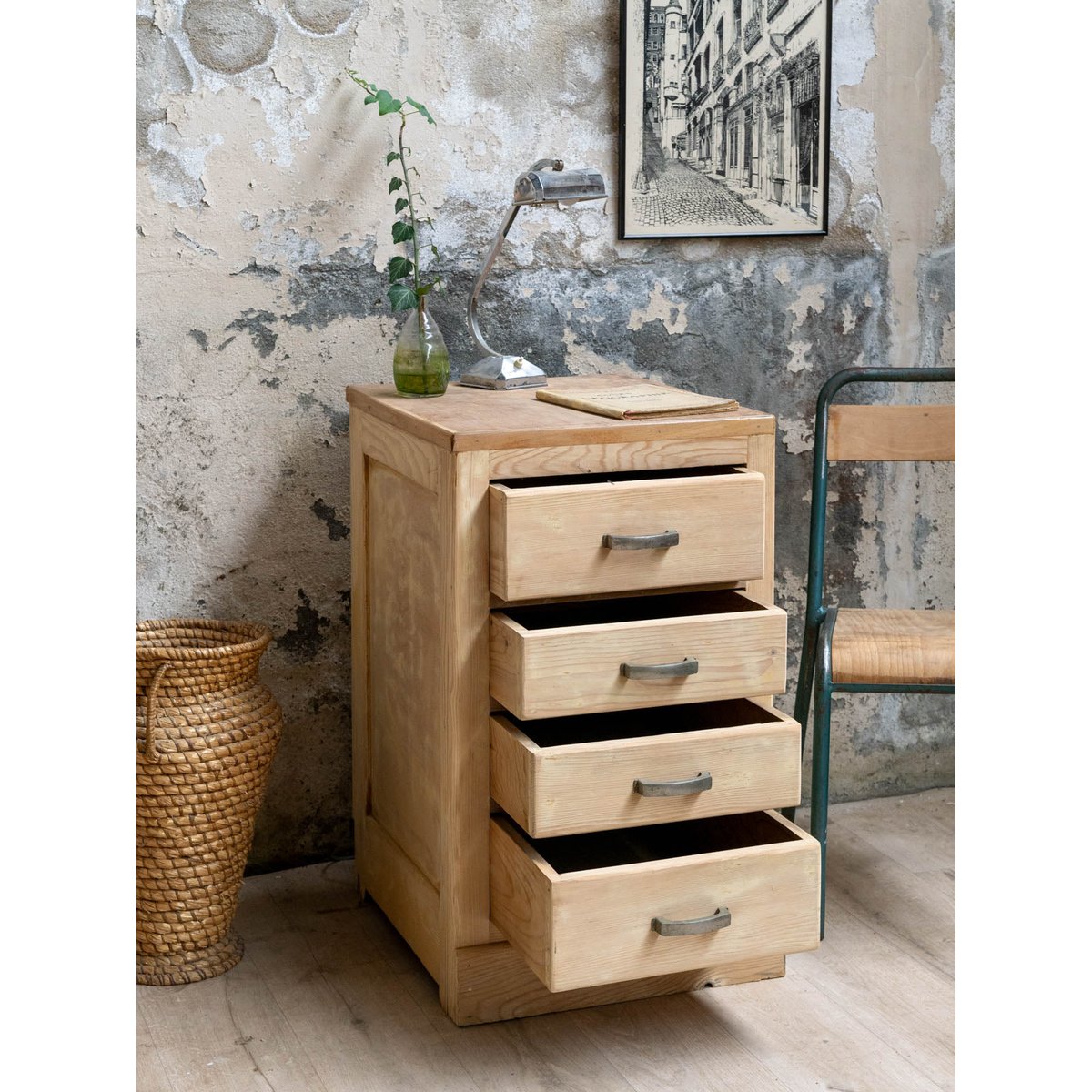 Petit meuble de rangement à tiroirs Valery N°154 - Bon état bois clair, DEBONGOUT