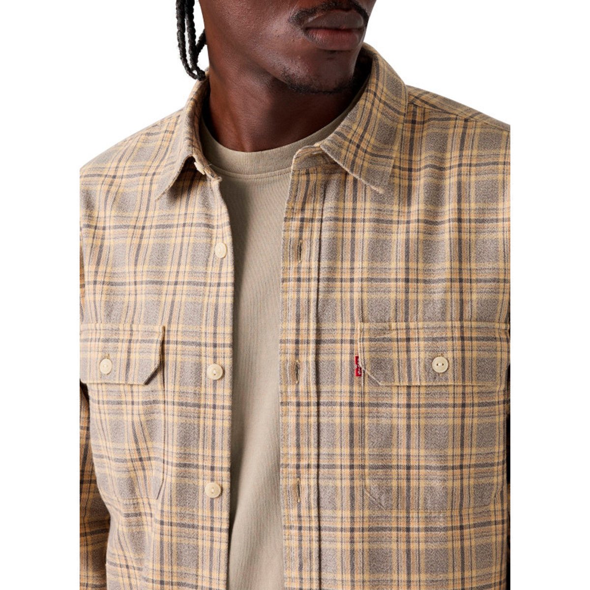 Chemise en coton beige à carreaux pourvue d'une coupe droite beige, LEVI'S