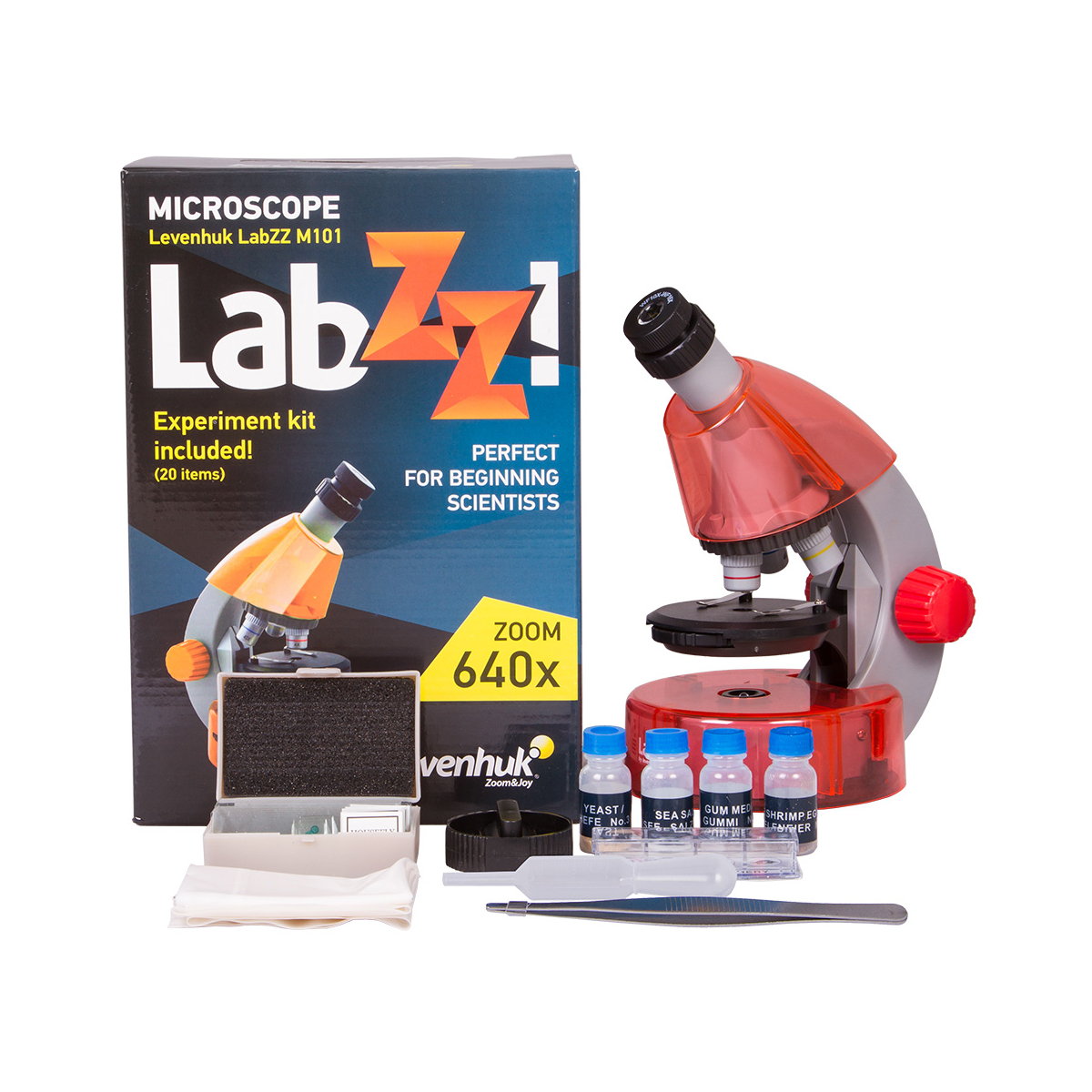 Microscope  LabZZ M101 Orange (EN) couleur unique, LEVENHUK