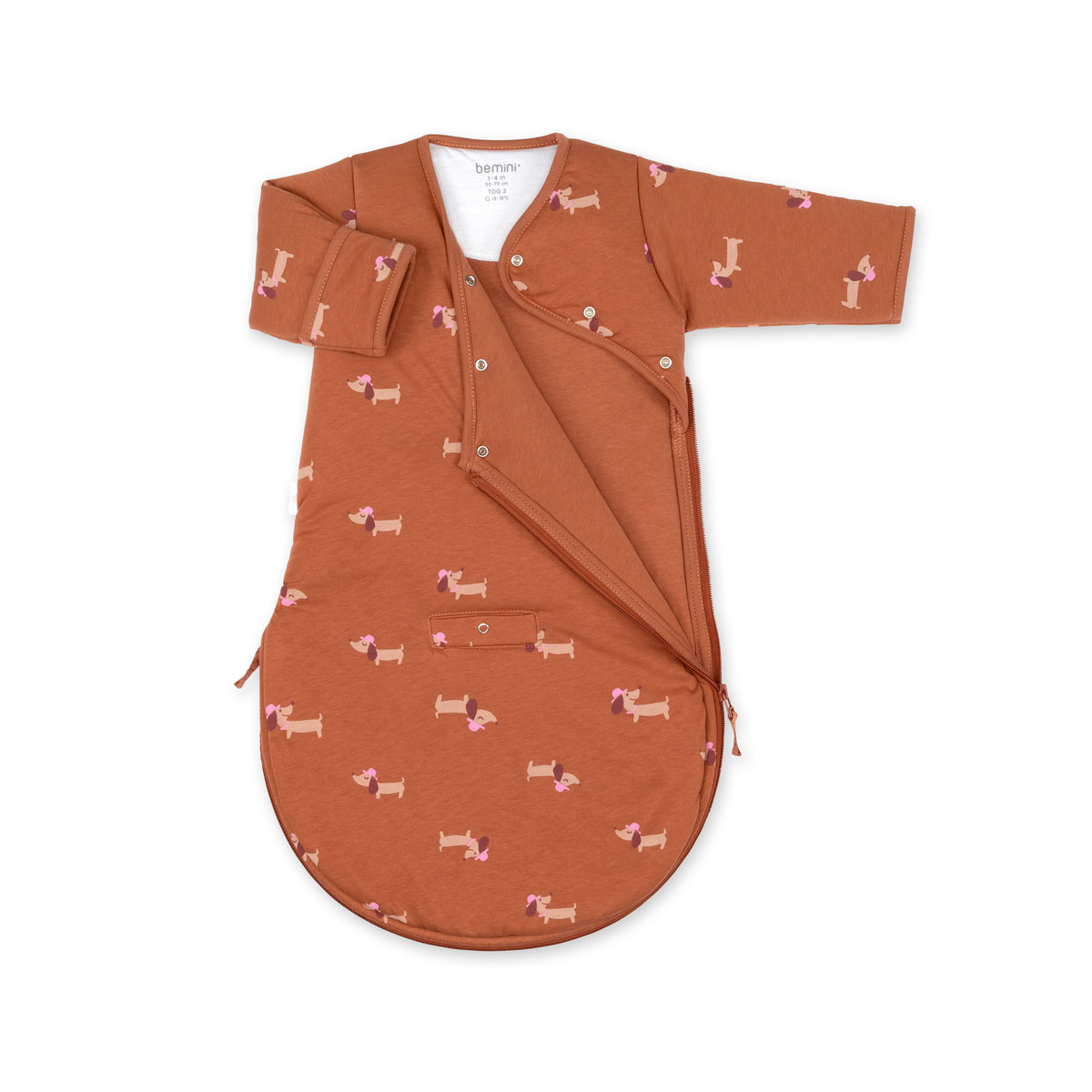 Gigoteuse avec moufles hiver - TOG 3 Cocon bien chaud wouff noisette, BEMINI