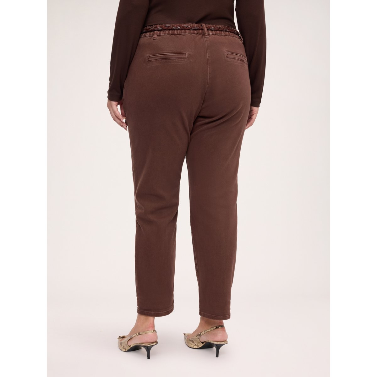 Pantalon chino avec ceinture marron, FIORELLA RUBINO