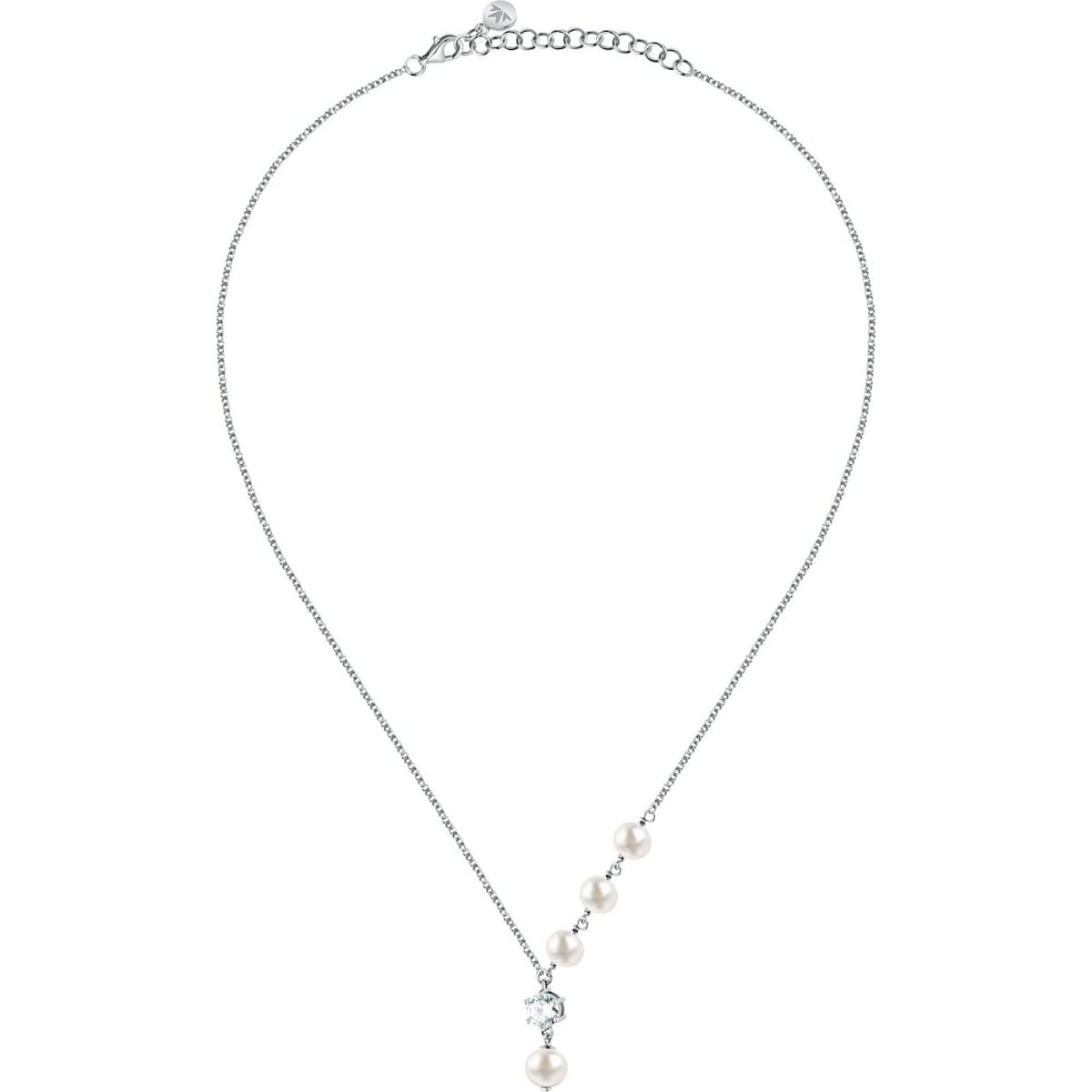 Colliers en Zircon/zircons Cubiques/perle/argent 925/1000 Recyclé et Zircon argent, MORELLATO