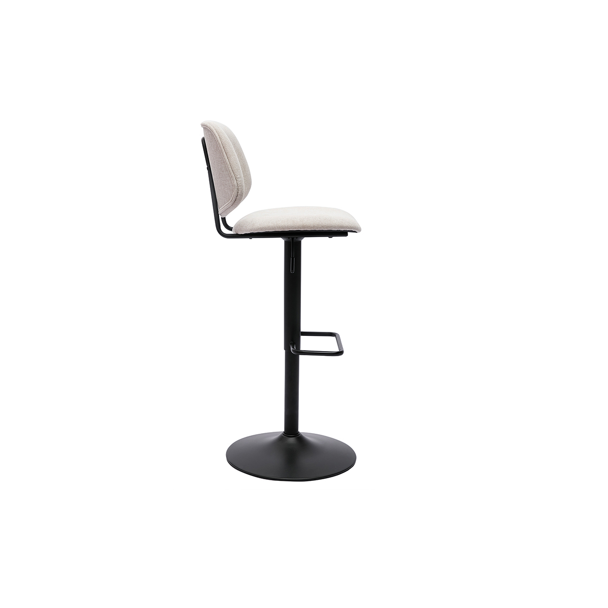 Tabourets de bar relevables design en tissu effet velours texturé terre brûlée et métal noir BARNET (lot de 2) beige, MILIBOO