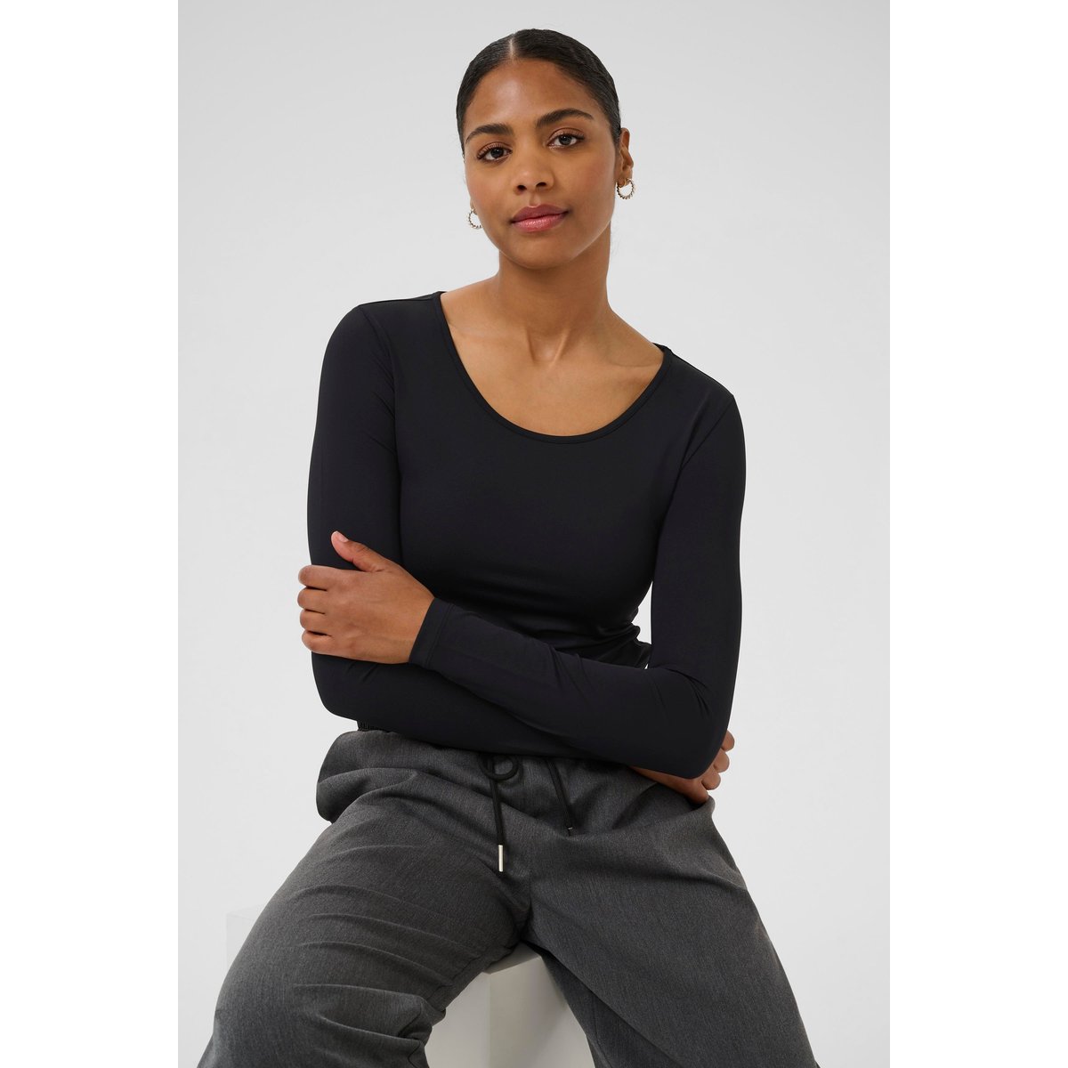 T-shirt à manches longues noir black deep, KAFFE