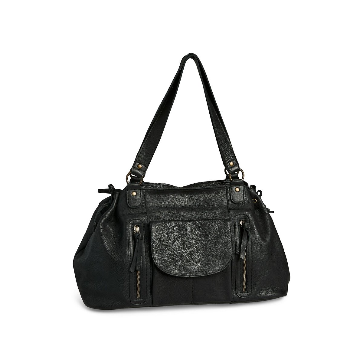 Grand sac à main en cuir, Pihanna noir, PIECES
