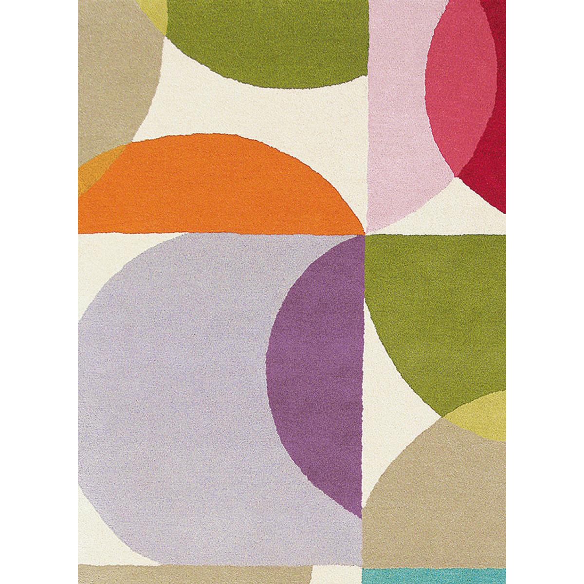 Tapis salon KALEIDO en laine Fait main beige, orange, multicolore, UN AMOUR DE TAPIS