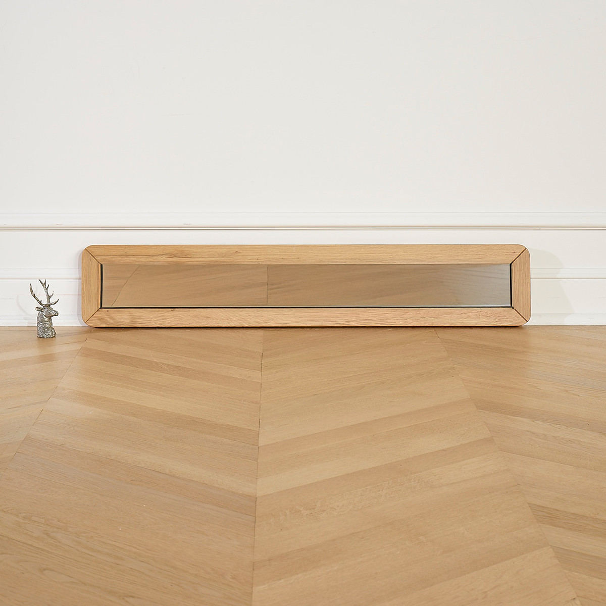 Miroir 110x20 cadre en chêne HUGUETTE beige, ROBIN DES BOIS