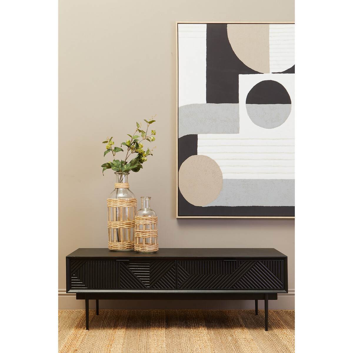 123 x 83cm Monochrome Abstract Wall Art gold-coloured, FIFTY FIVE SOUTH