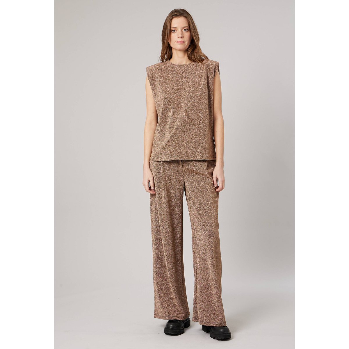 Top femme sans manches maille brillante SAYA copper, DEELUXE