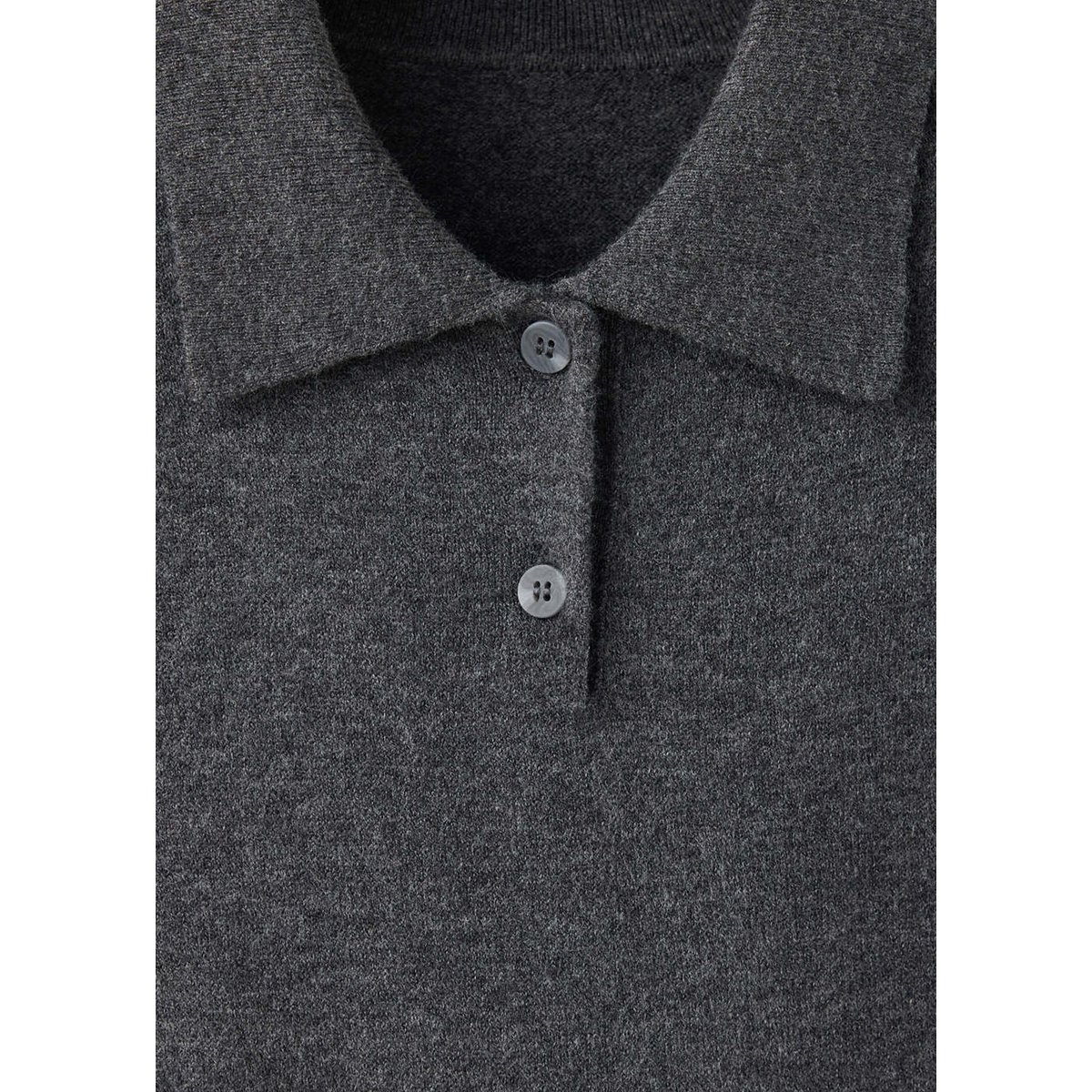 Robe maille col polo gris anthracite, MANGO