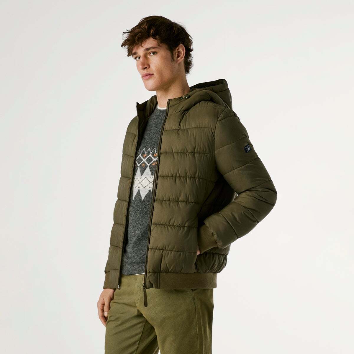 Doudoune Matelassée Avec Capuche vert, PEPE JEANS