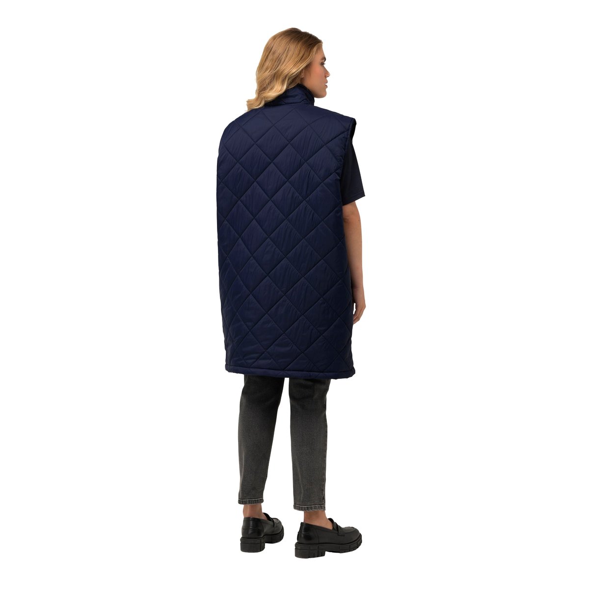 Veste longue matelassée sans manches. Col marine, ULLA POPKEN