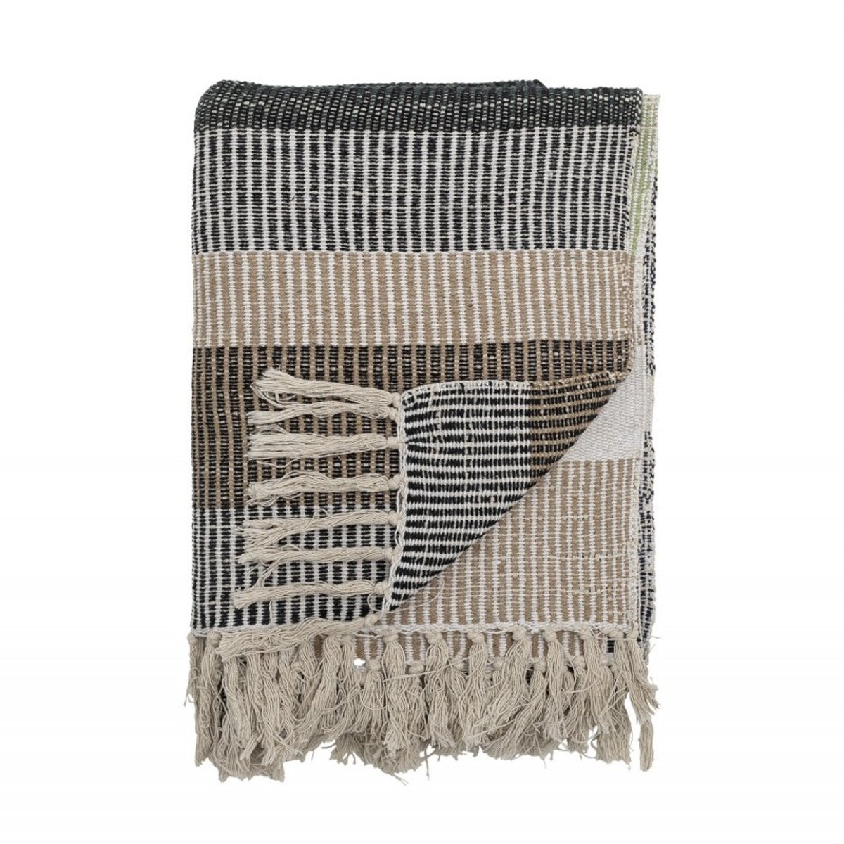 Plaid rayures coton recyclé ISNEL multicolore, BLOOMINGVILLE
