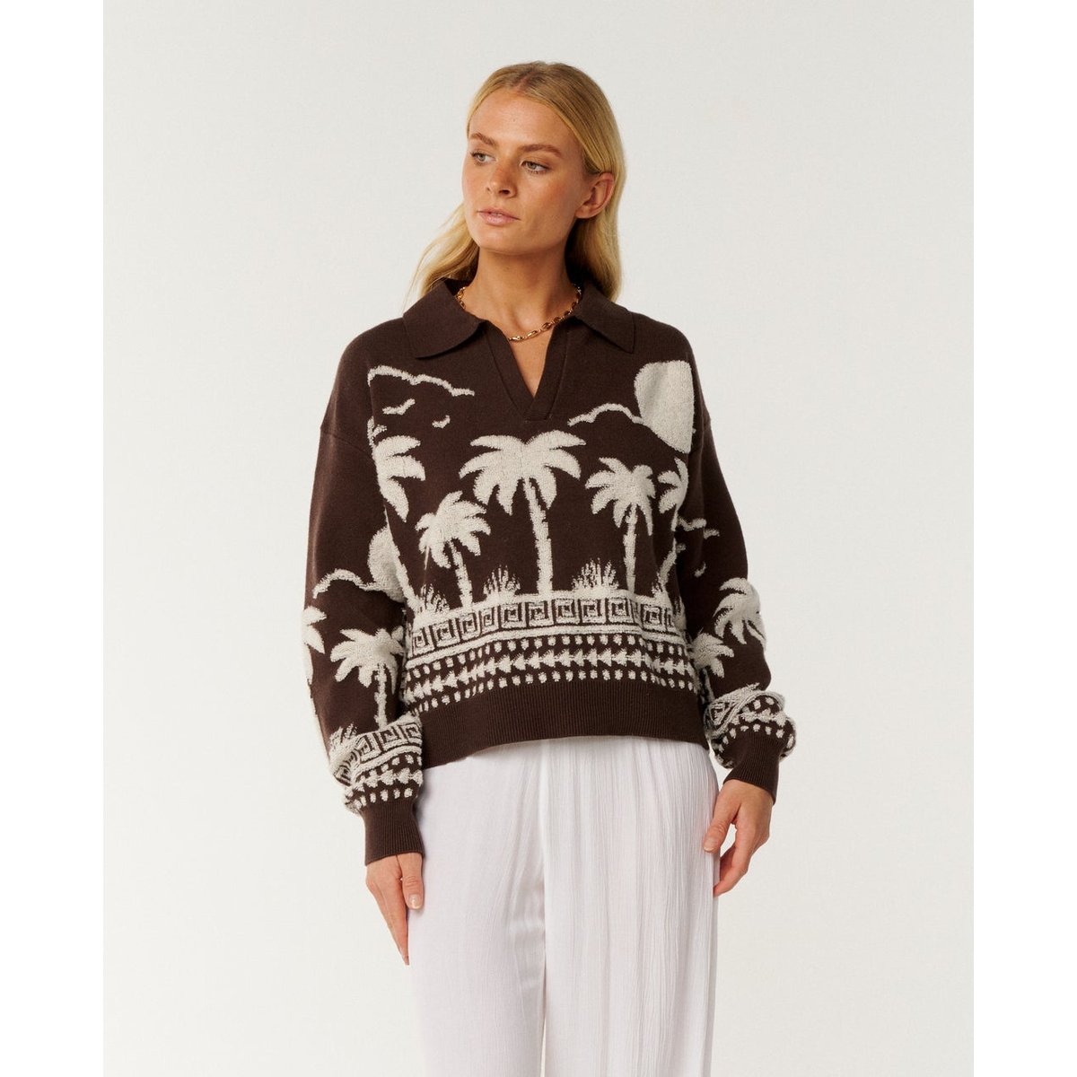 Pull zippé PARAISO JACQUARD marron, RIP CURL