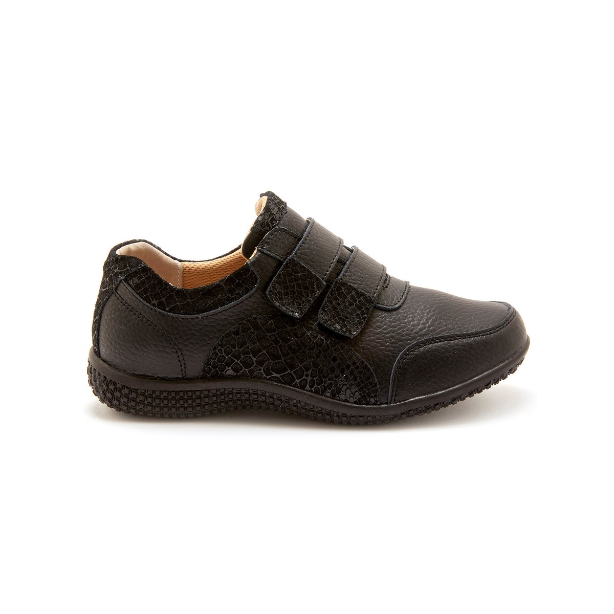 Derbies cuir fantaisie à scratchs noir, PEDICONFORT