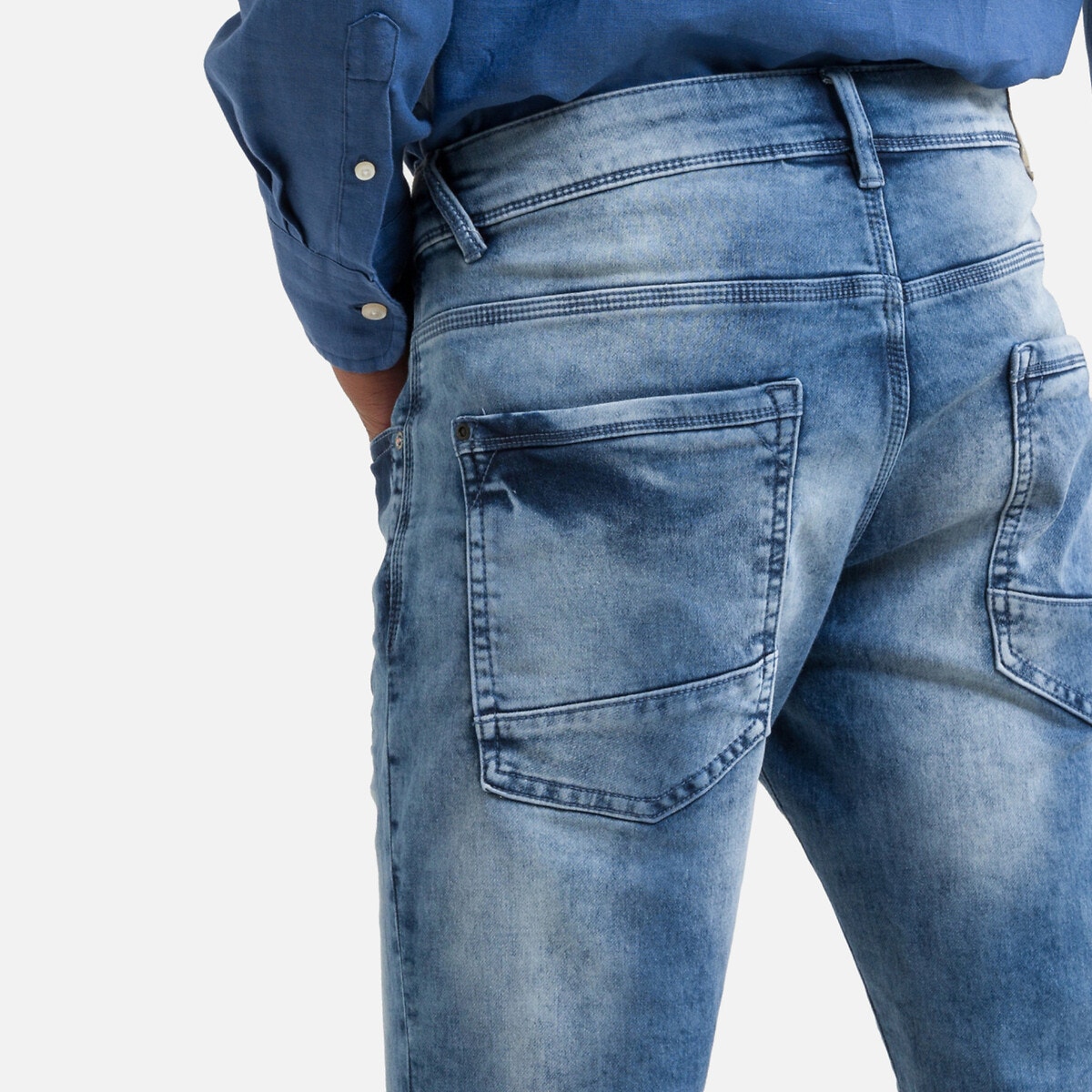 Short en jean droit stretch bleu used, PETROL INDUSTRIES