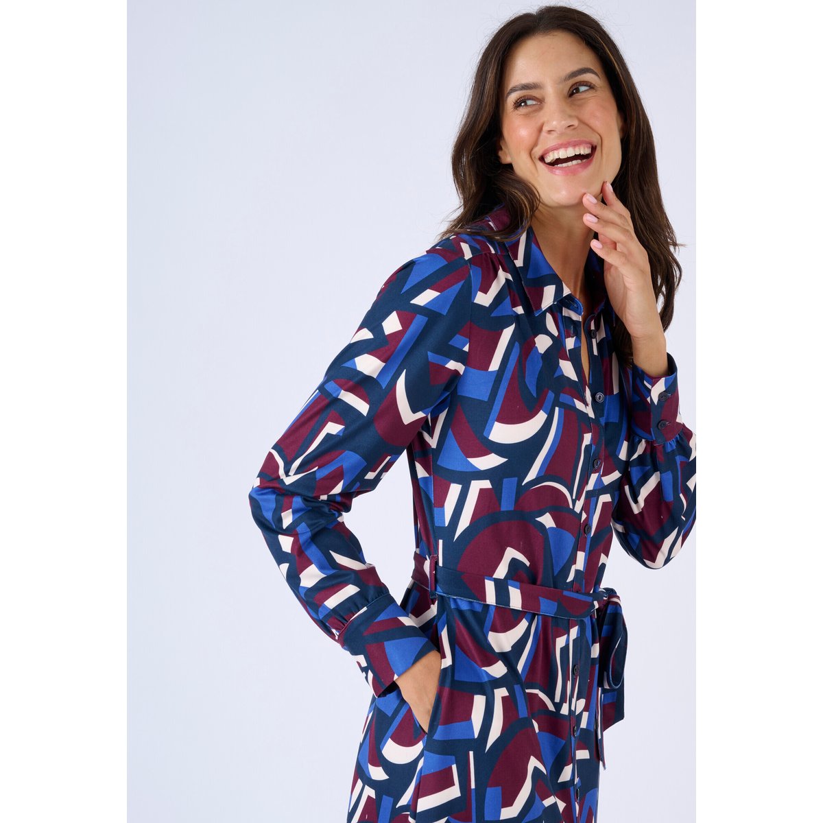 Robe en maille chaude rouge bordeaux graphique, DAMART