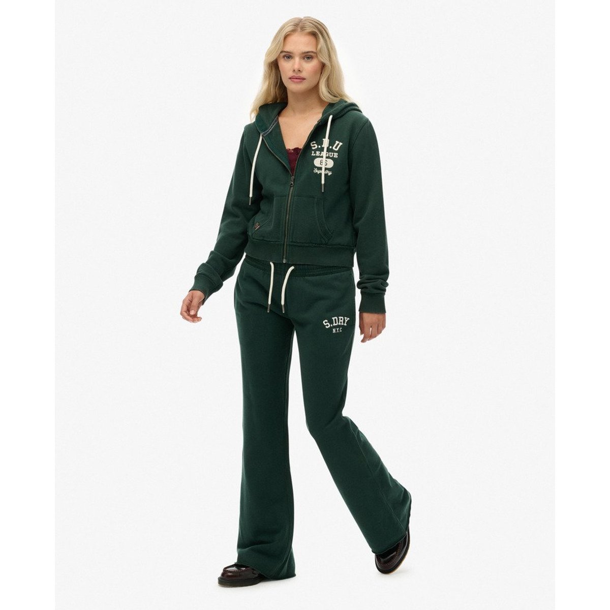 Joggers Évasés Athletic avec Logo Brodé vert émail, SUPERDRY