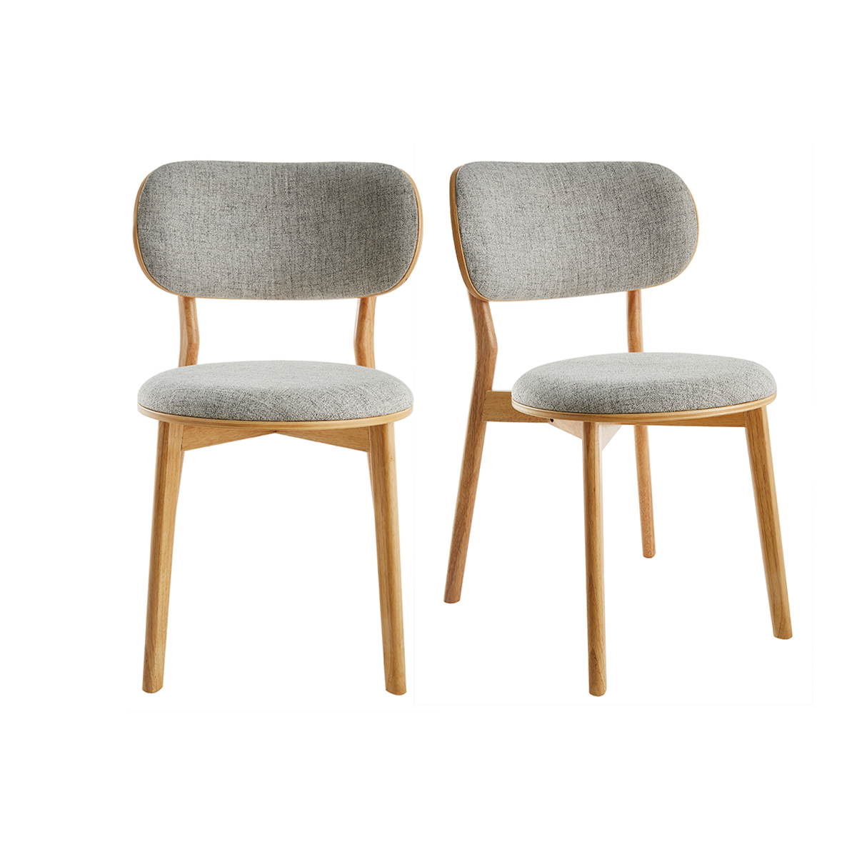 Chaises scandinaves en tissu (lot de 2) FAUVETTE gris, MILIBOO