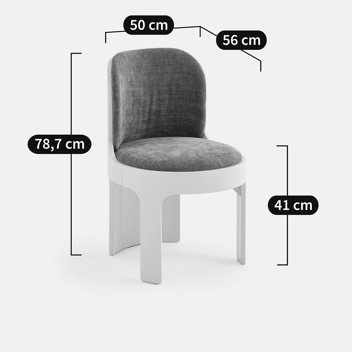 Chaise 3 pieds, en tissu texturé et finition laquée, KERIBA caramel/blanc, LA REDOUTE INTERIEURS