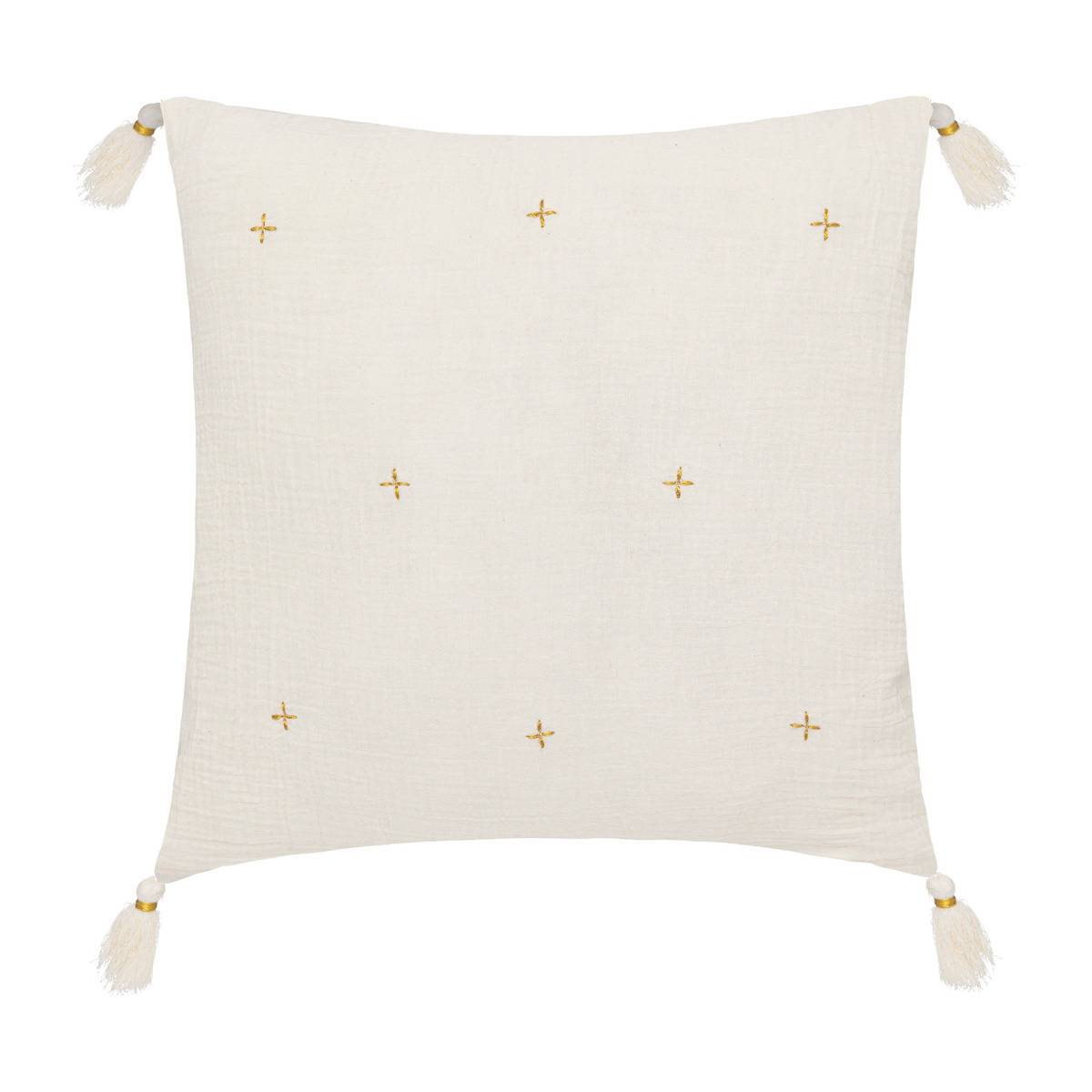 Coussin déhoussable avec broderies JAMANA ivoire, ATMOSPHERA