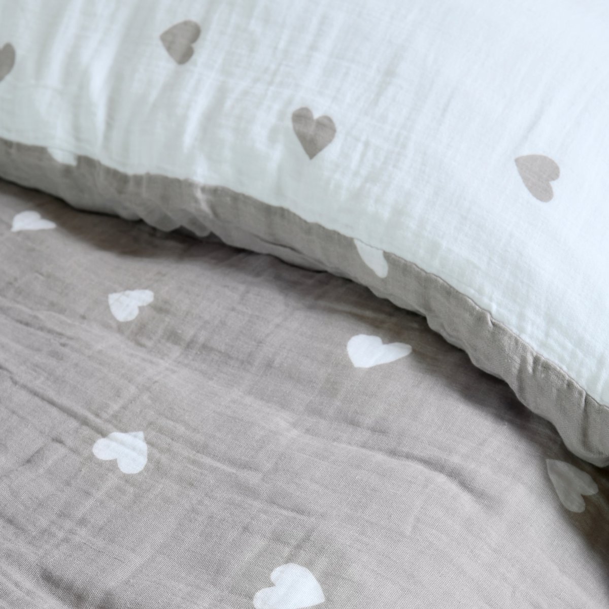 Parure de lit Charme en gaze de coton taupe, EDEN