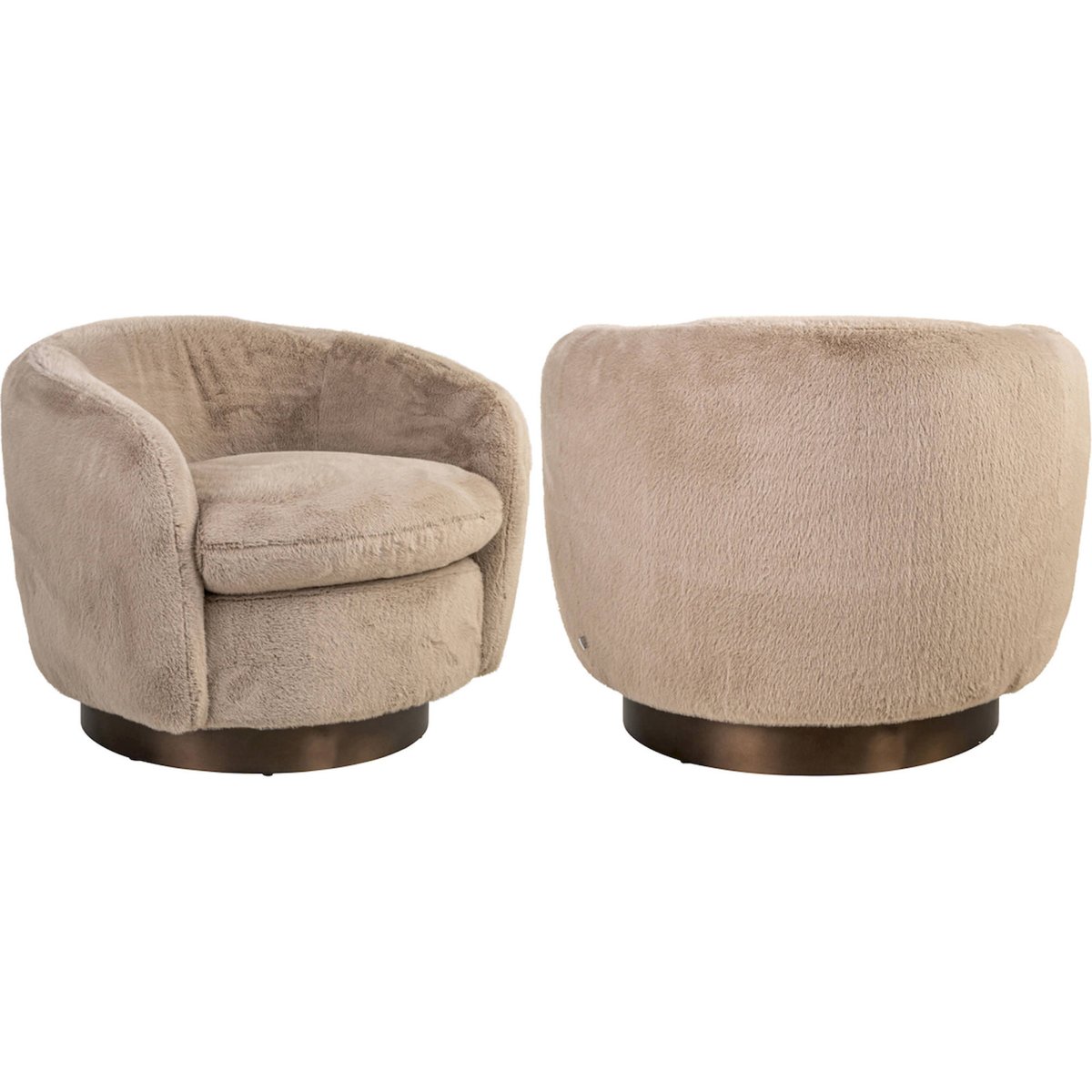 Fauteuil de détente pivotant duveteux kaki duveteux, RECOLLECTION