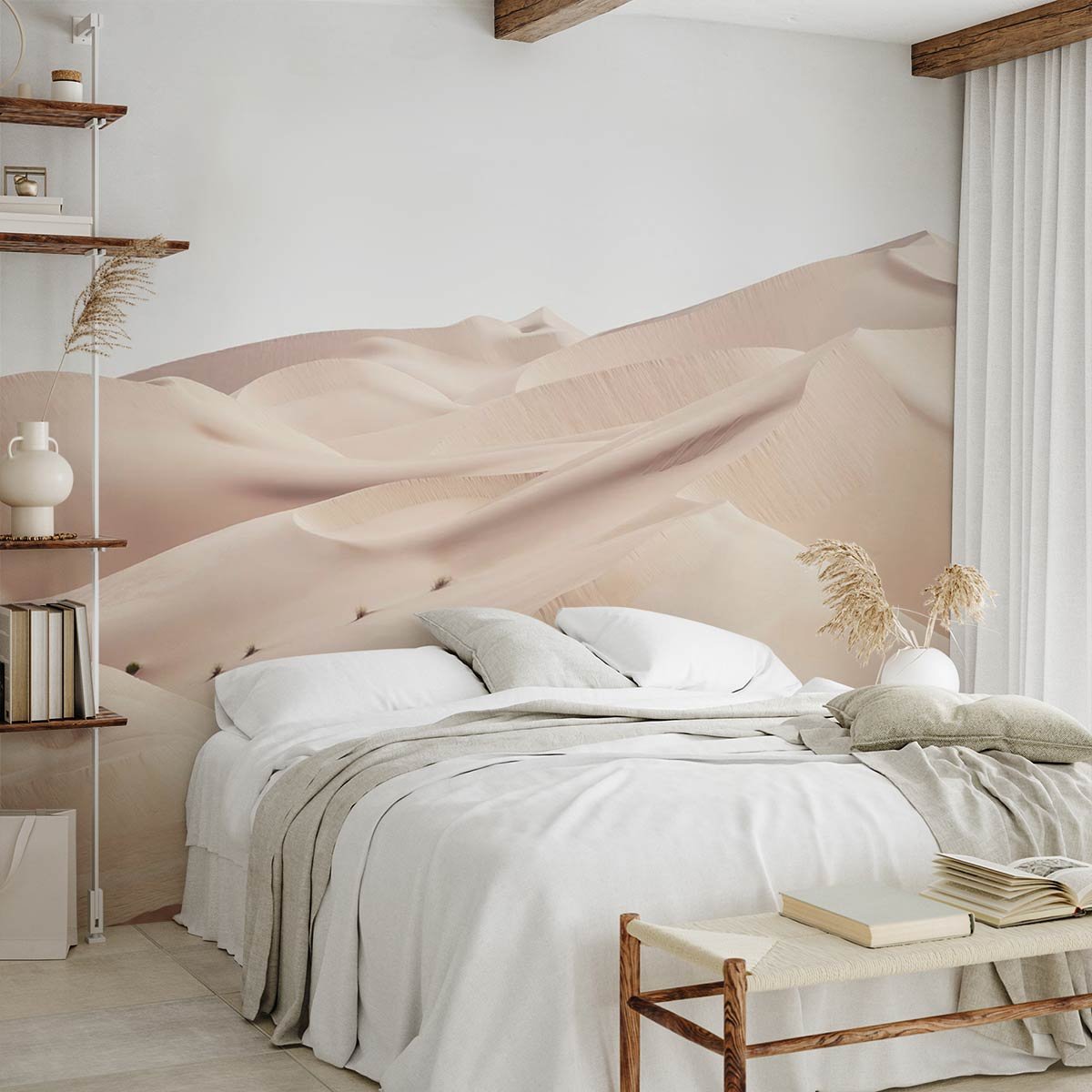 Papier peint panoramique dune de sable rose intissé, HEXOA