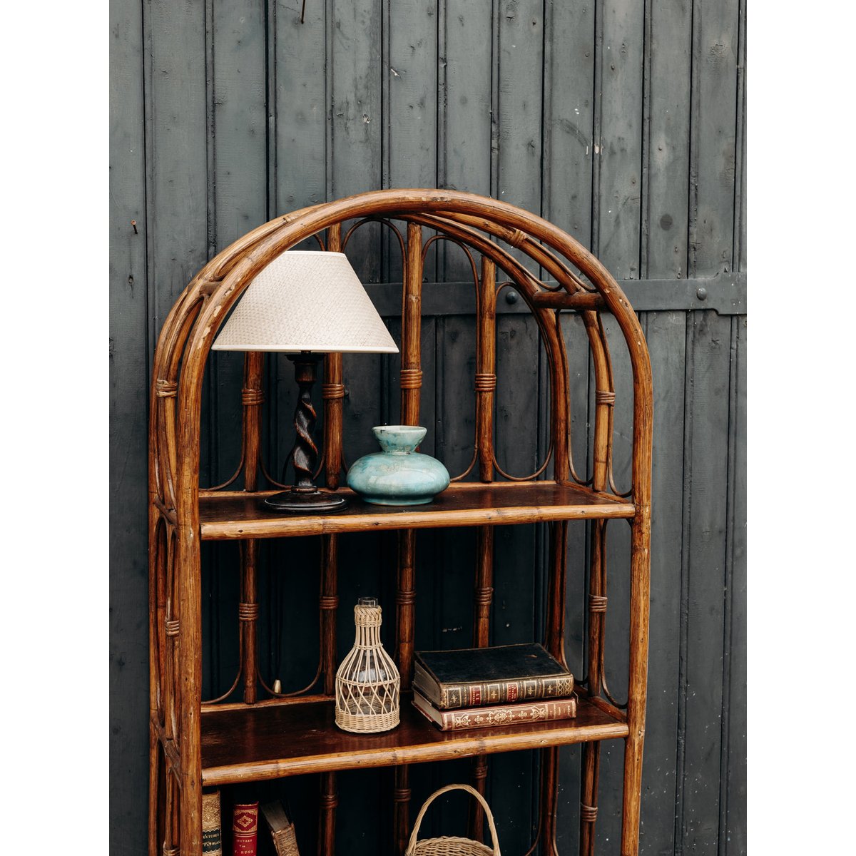 grande étagère en rotin Gaëlle N°162 - Bon état bois, DEBONGOUT