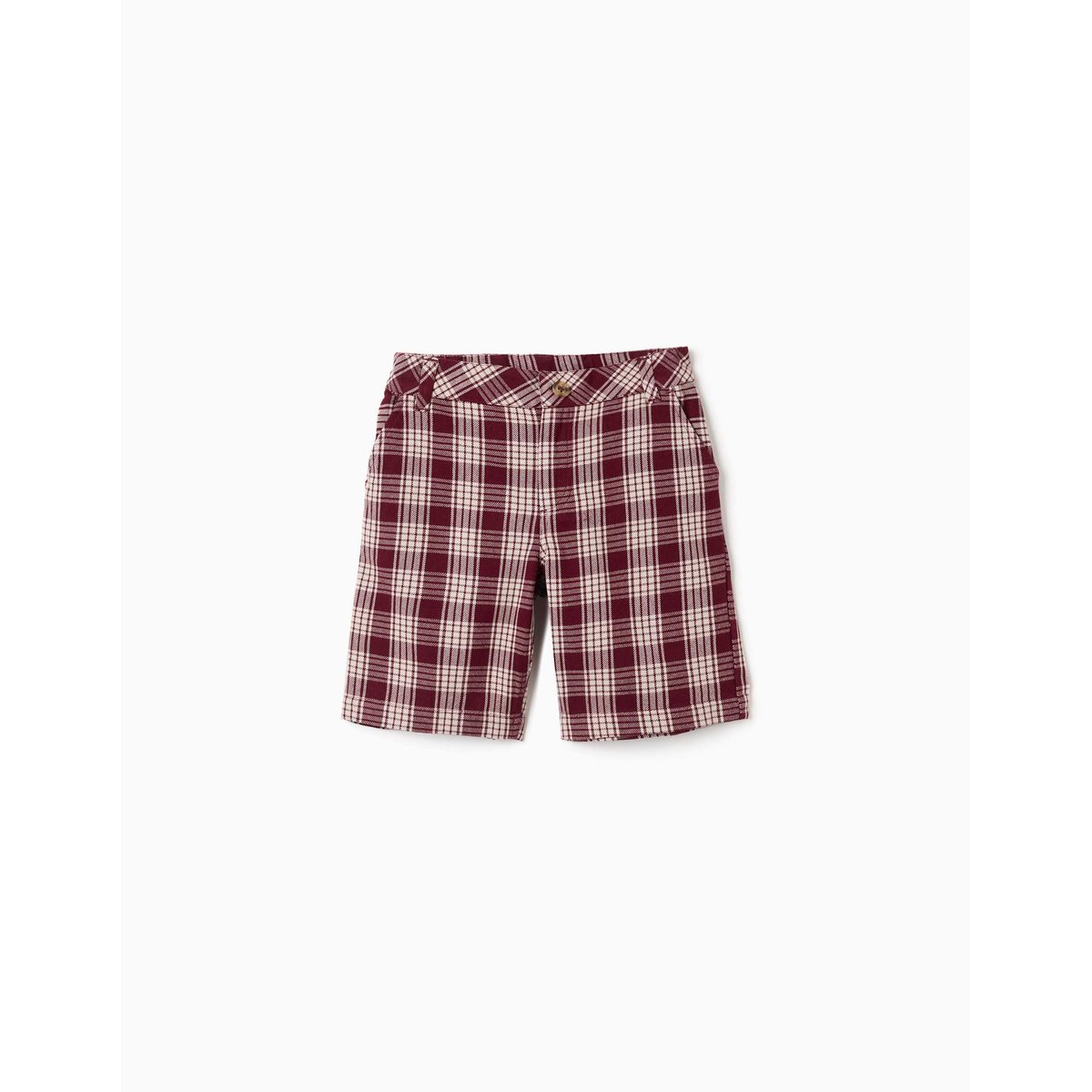 Short chino en coton à carreaux You&Me rouge foncé, ZIPPY