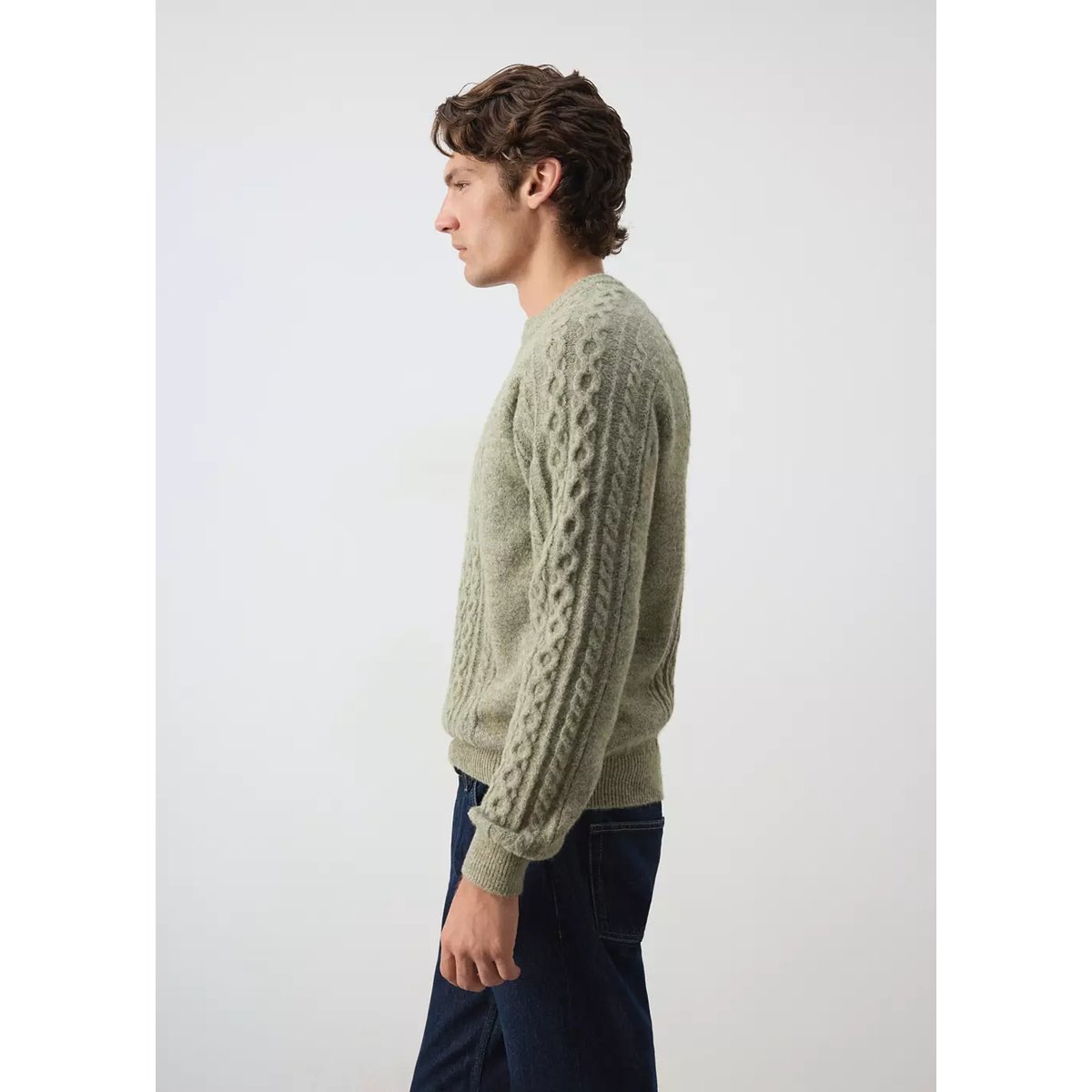 Pull-over maille tressée olive, MANGO MAN