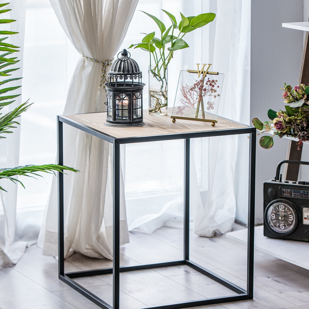 Table d'appoint, métal, industrielle, HAGEN marron, NORDLYS
