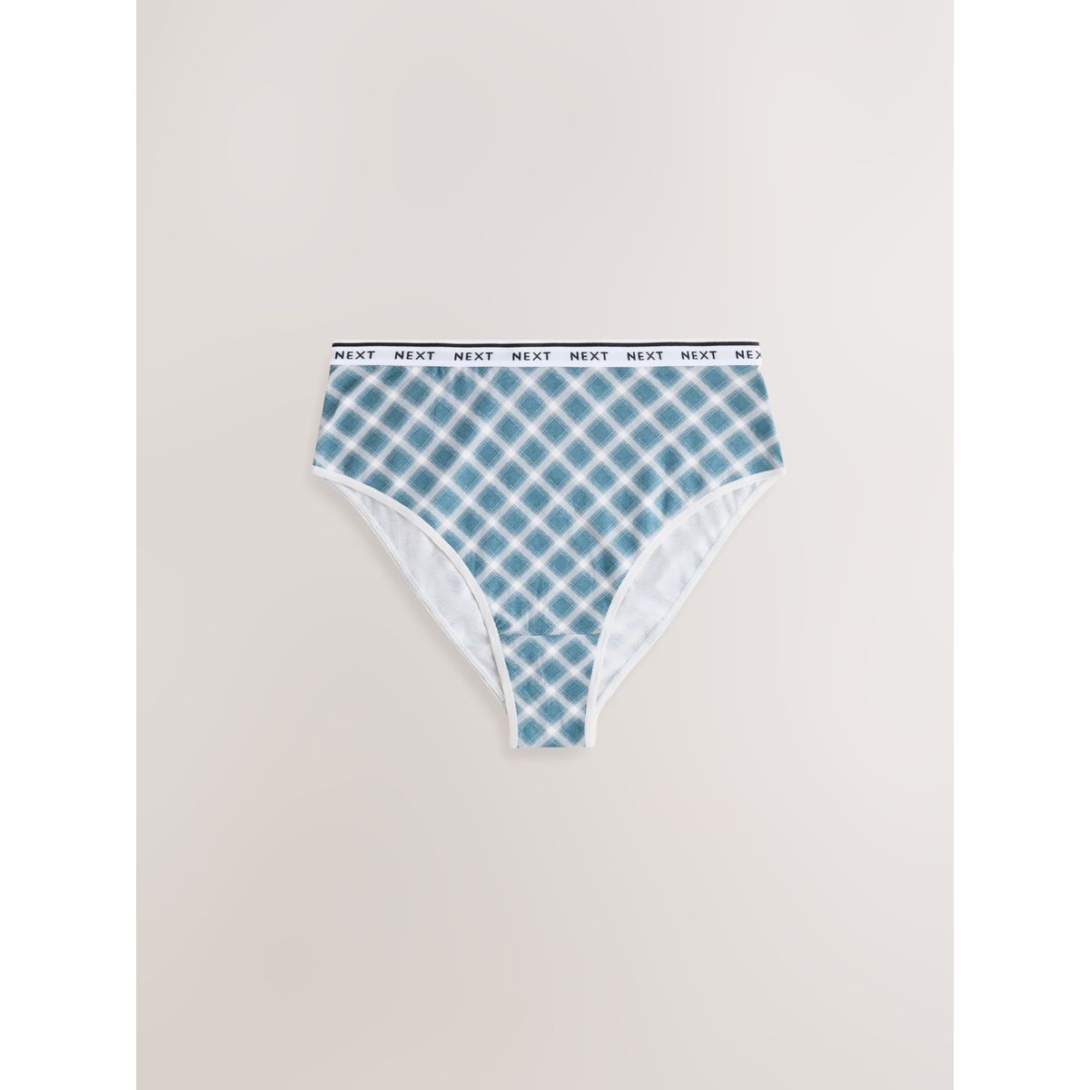 Culotte en coton à logo, lot de 4 rayures à carreaux verts, NEXT