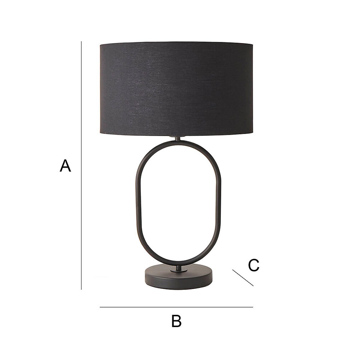 Aubrey Matte Black Oval Table Lamp with Drum Shade black, SO'HOME