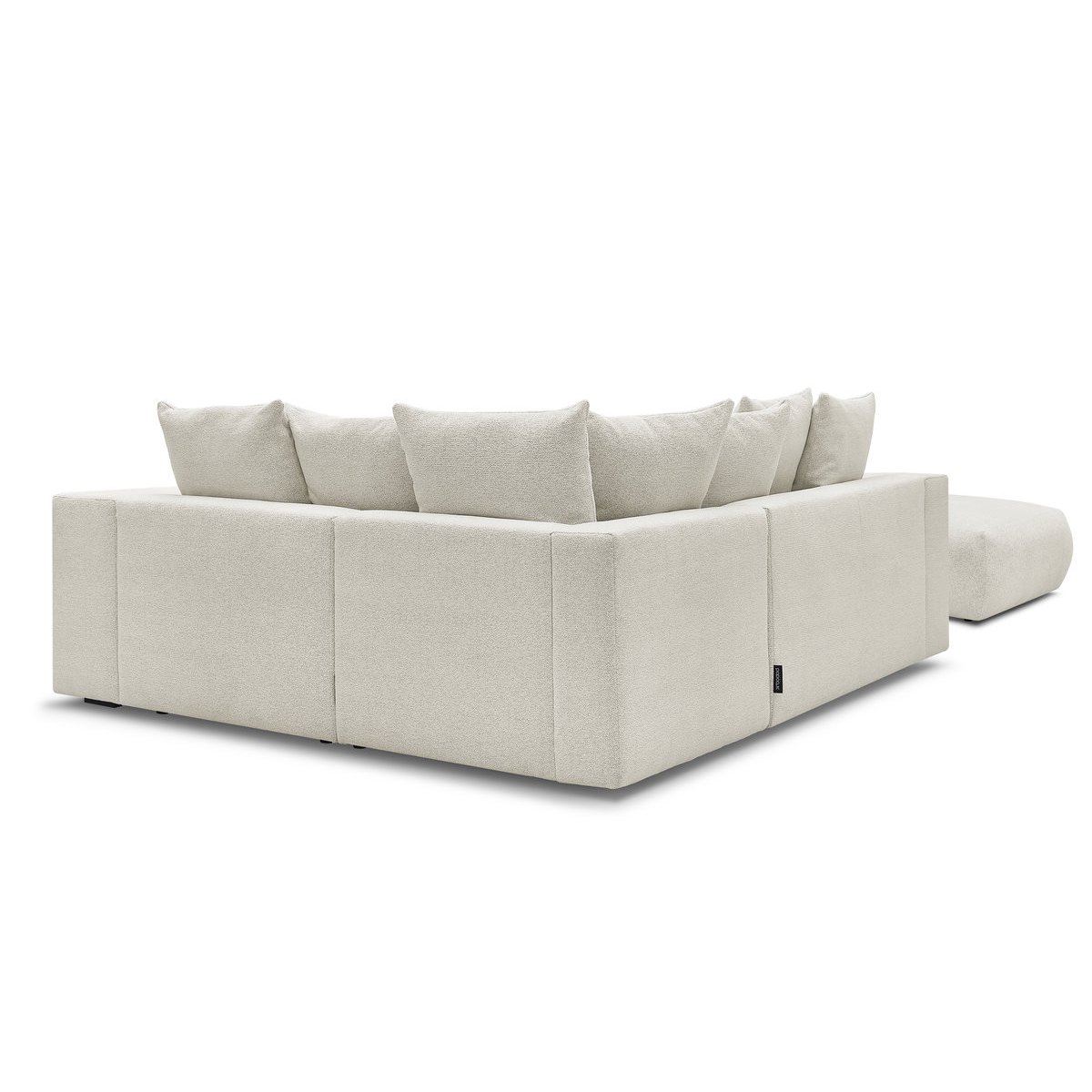 Canapé modulable 4 places en tissu chiné avec pouf, VOLTAIRE blanc, BOBOCHIC