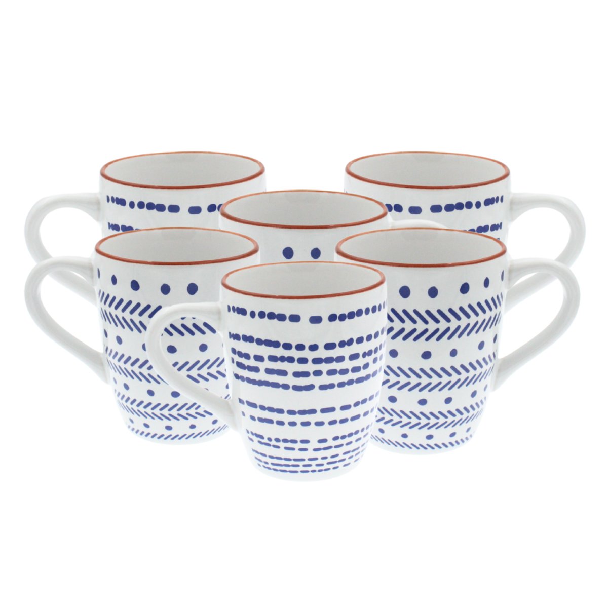 Lot de 6 mugs, SANTORIN bleu, ARTIME