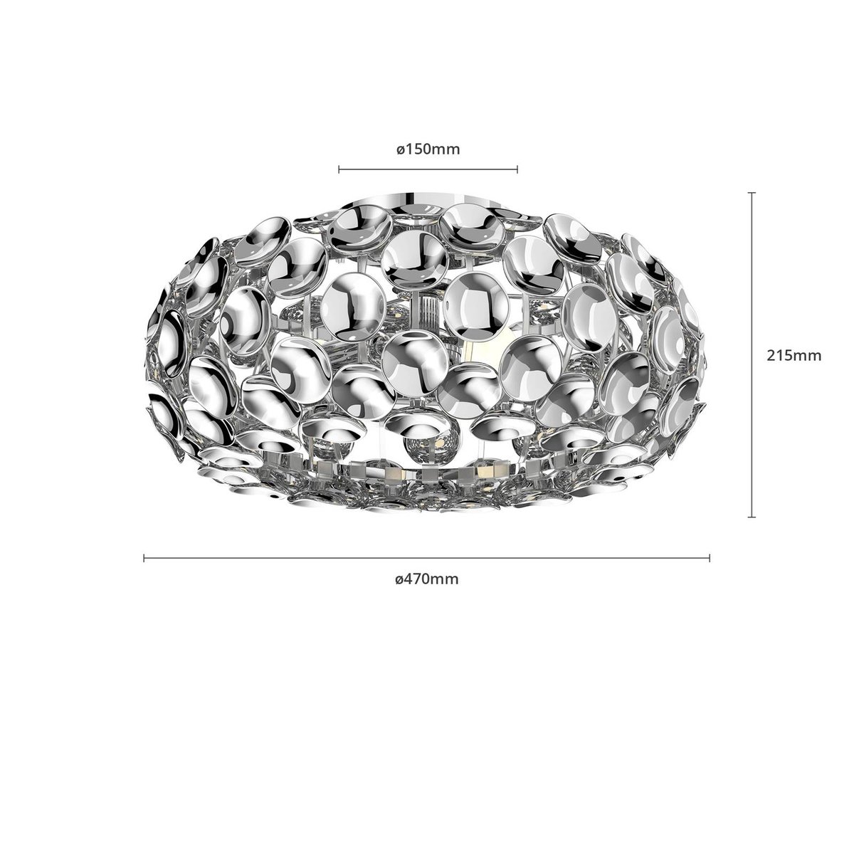 Plafonnier moderne, Reza chrome, transparent, LINDBY