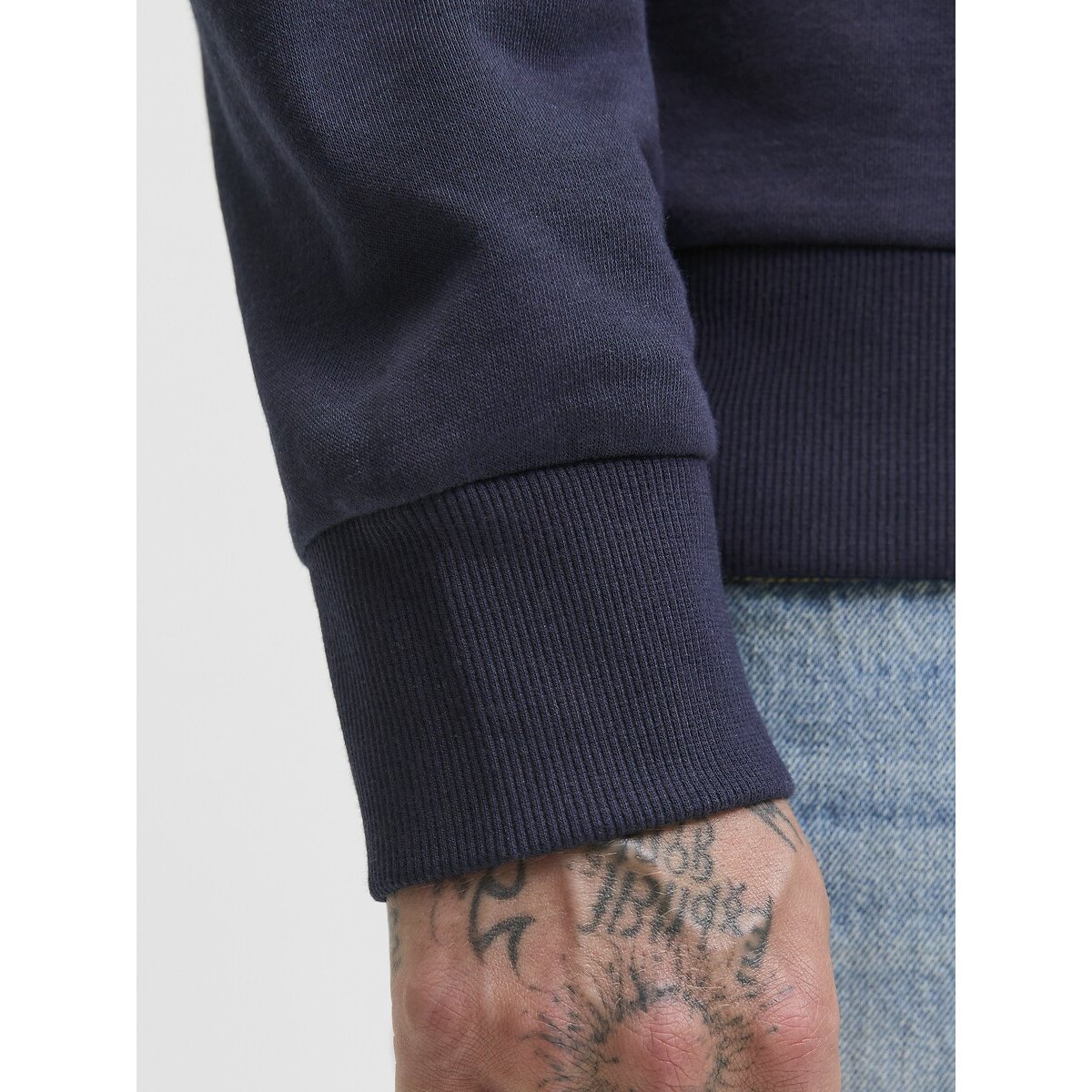 Felpa con cappuccio piccolo logo blu marino, JACK & JONES