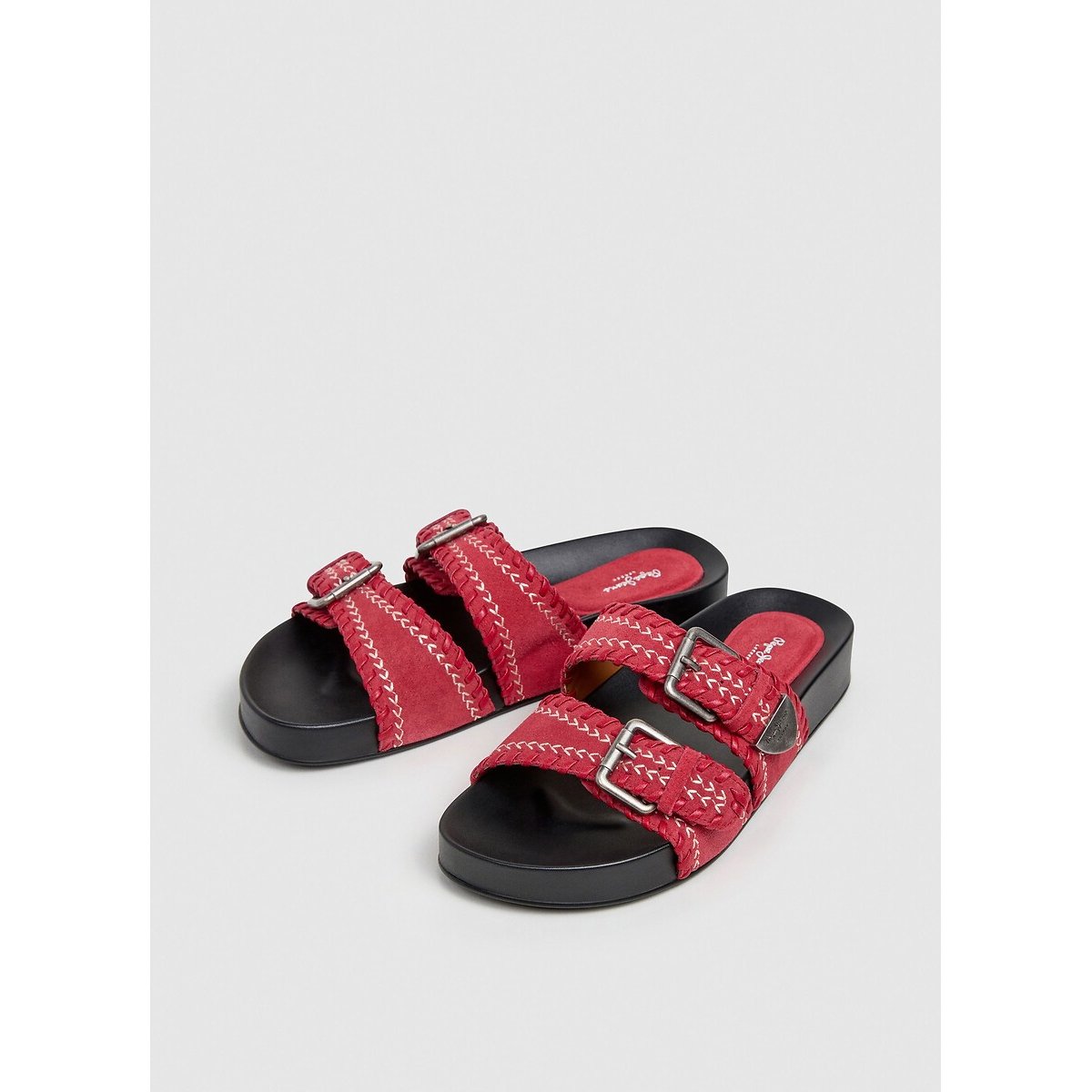 AGNES ETHNIC muiltjes met dubbele bandjes rood, PEPE JEANS