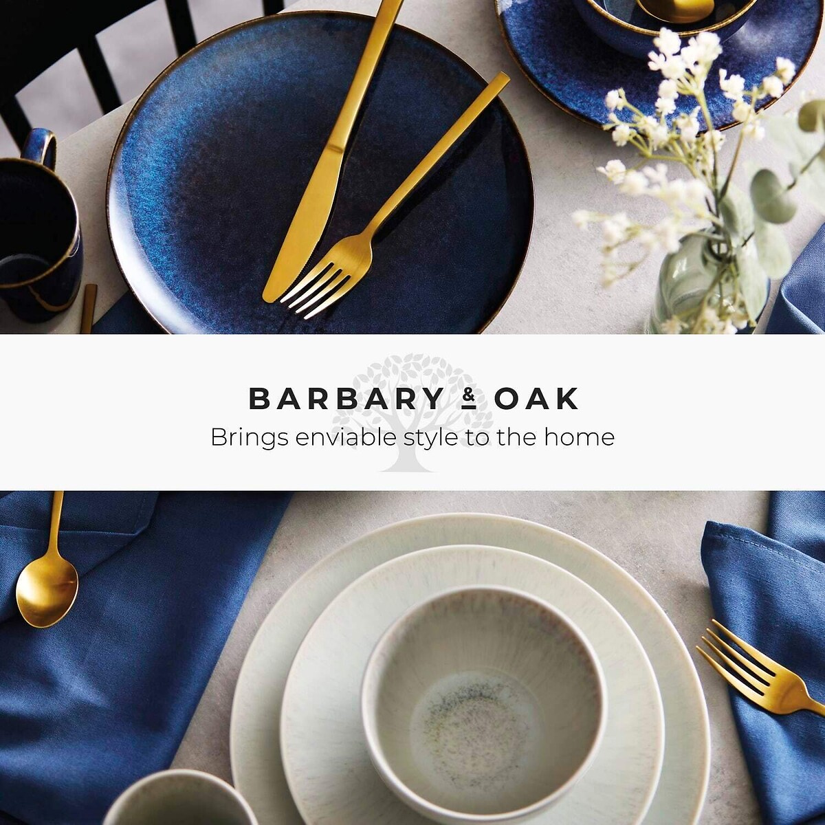 16-Piece Reactive Glaze Stoneware Dinner Set blue, BARBARY & OAK