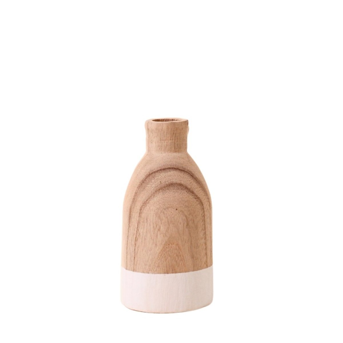 Vase bouteille en bois, H20cm naturel, ORNAMI