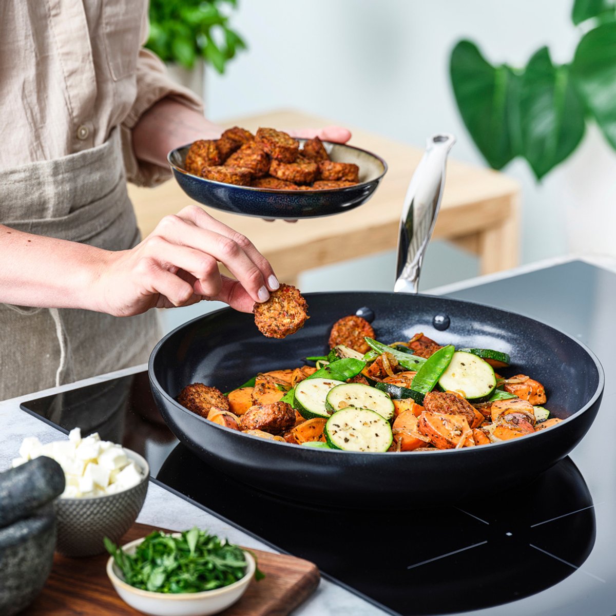 Poêle 32 cm aluminium forgé revêtement céramique-Barcelona Pro noir, GREENPAN